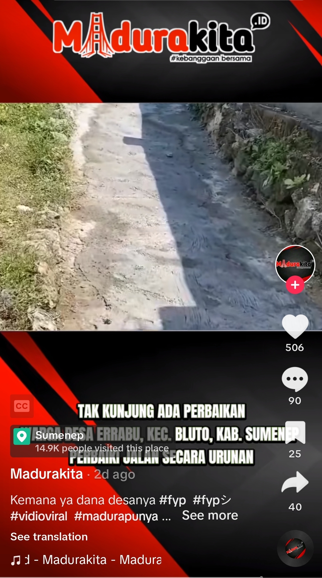 Warga Patungan Perbaiki Jalan Rusak, Bupati Sumenep Digaruk Netizen 1 Sumenep 1