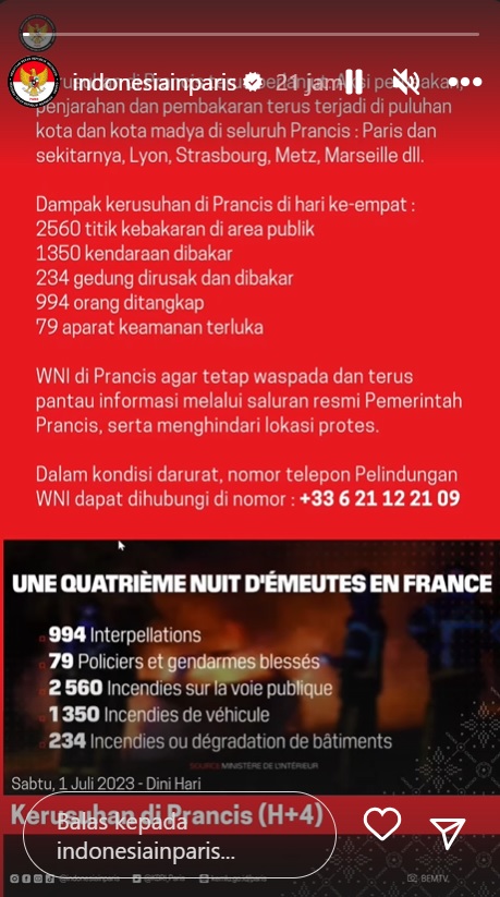 Imbauan KBRI Prancis untuk WNI