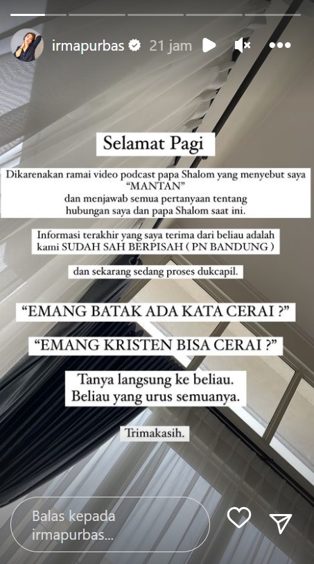 Instagram Story Irma Purba