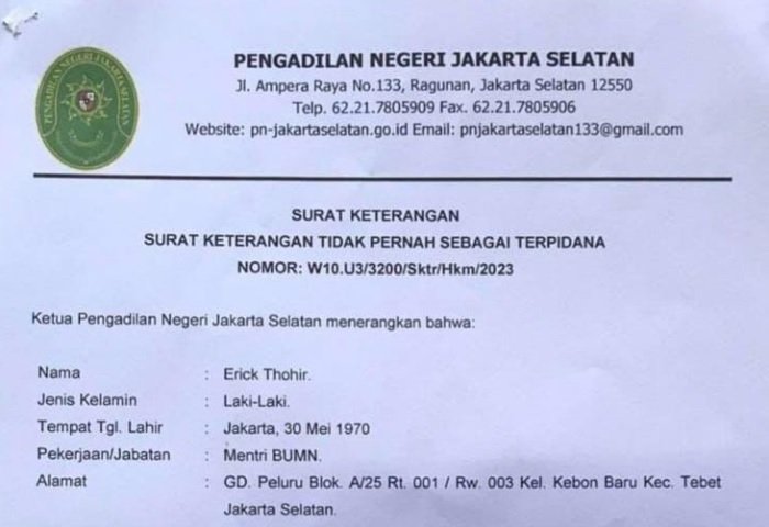 Surat Erick