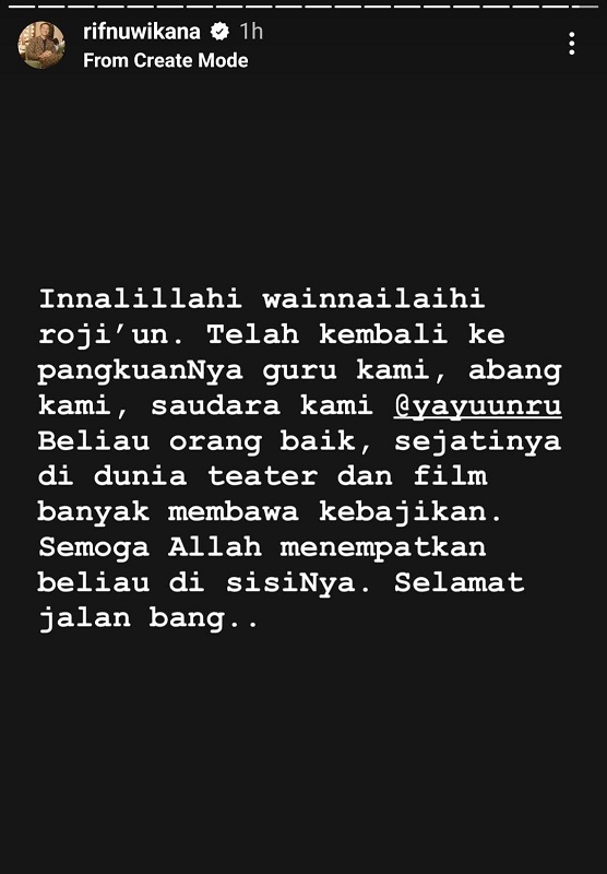 Instagram Story Teuku Rifnu