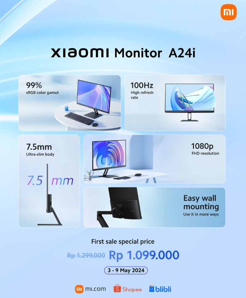 Xiaomi Rilis Monitor Baru, Harganya Cuma Rp1 Jutaan 1 Monitor A24i