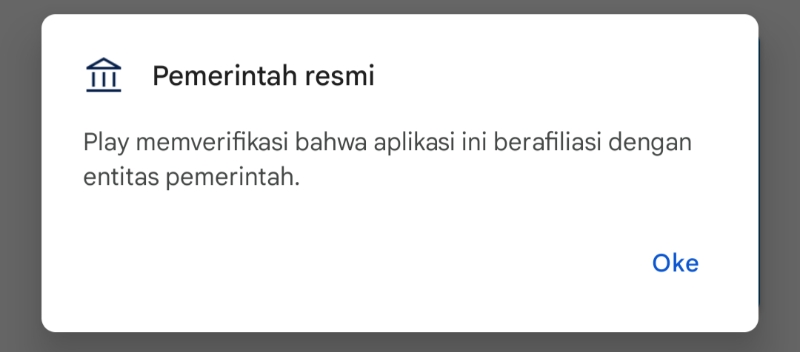 Google Sematkan Tanda Khusus pada Aplikasi Milik Pemerintah 1 Pop Up Notifikasi Tanda Pemerintah