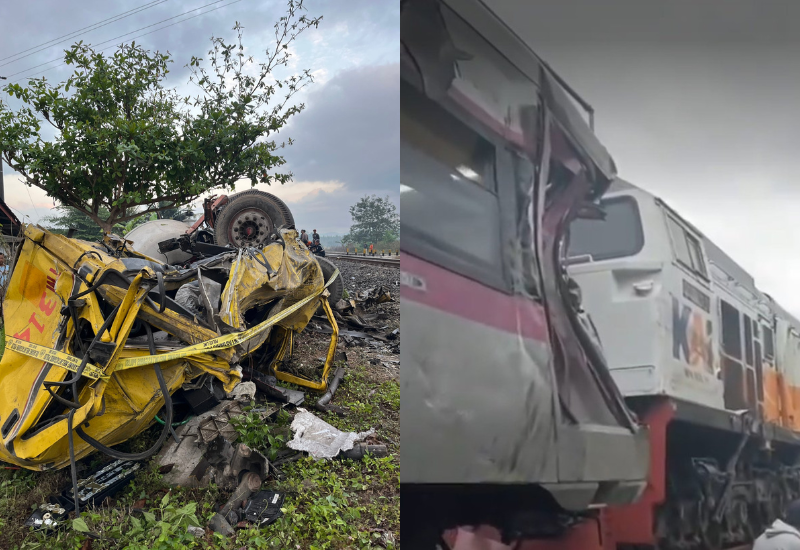 Kereta Api Taksaka vs Truk Molen di Bantul
