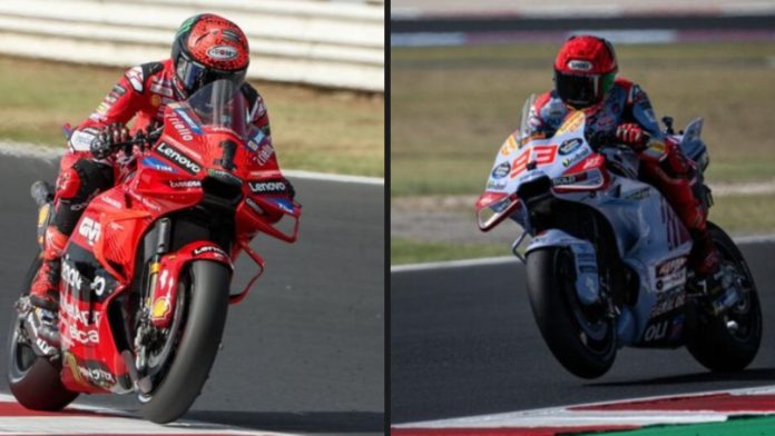 Marc Marquez dan Francesco Bagnaia di MotoGP Emilia Romagna 2024