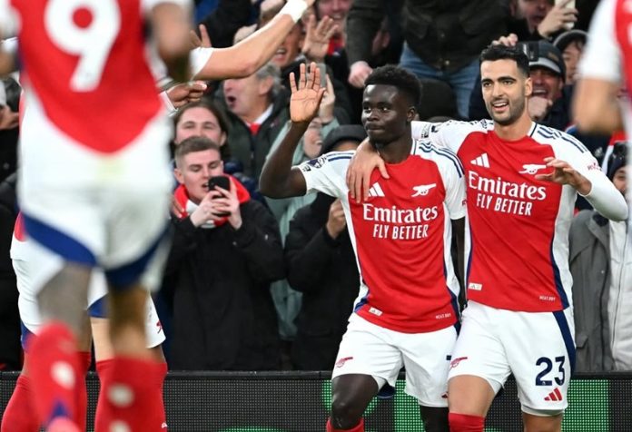 Skuad Arsenal saat menang lawan Nottingham