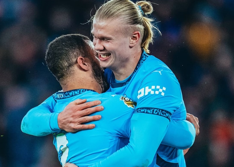 Erling Haaland saat selebrasi gol untuk Manchester City
