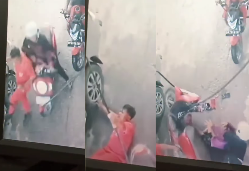 CCTV Emak Tabrak Petugas SPBU