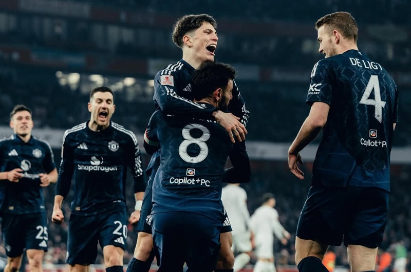 Skuad Manchester United menang lawan Arsenal di Piala FA