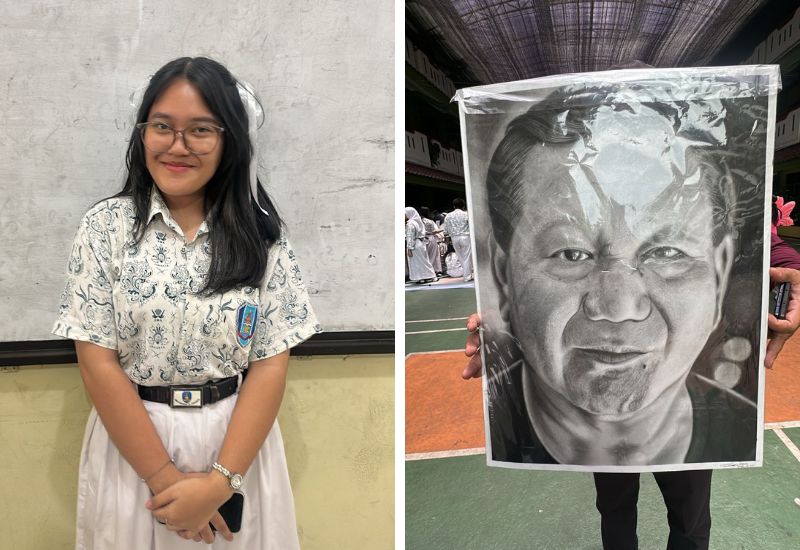 Lukisan Hitam Putih Prabowo yang Dibuat Siswi SMA