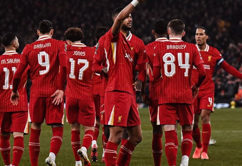 Skuad Liverpool saat mengandaskan Liverpool di Carabao Cup 4-0