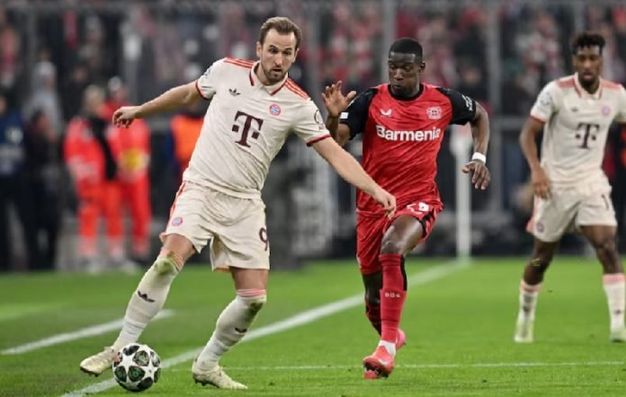 Harry Kane saat laga melawan Bayer Leverkusen di leg pertama 16 besar Liga Champions