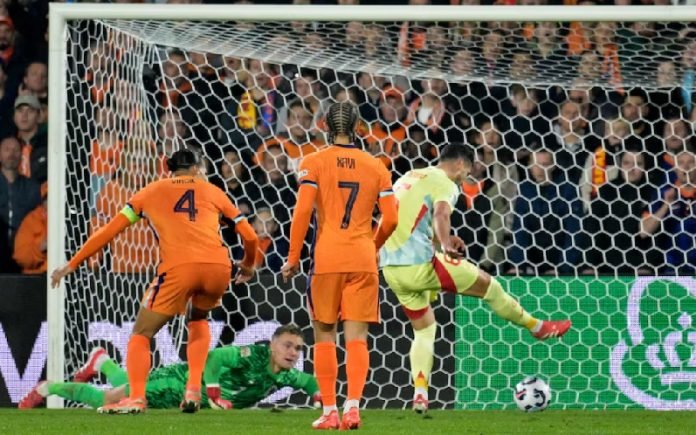 MIkel Merino cetak gol penyeimbang untuk Spanyol lawan Belanda di UEFA Nations League