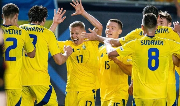 Skuad Ukraina saat menang lawan Belgia di UEFA Nations League