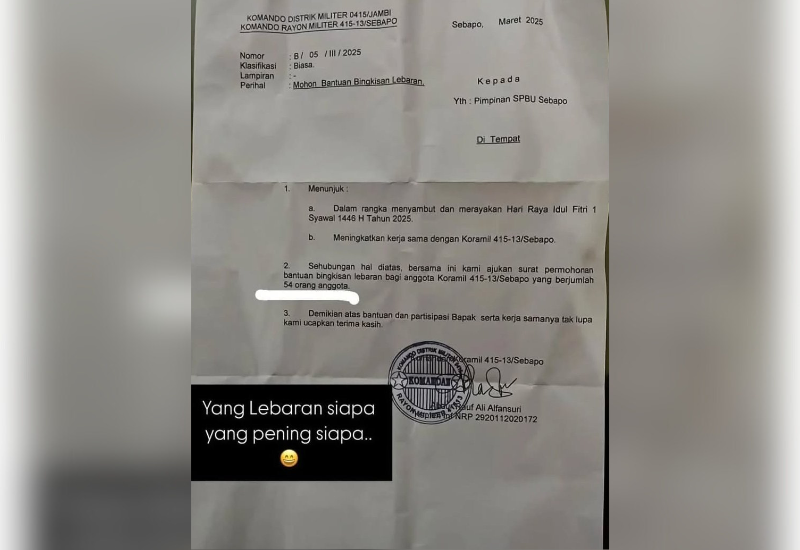 Surat Permohonan Bingkisan Lebaran Koramil