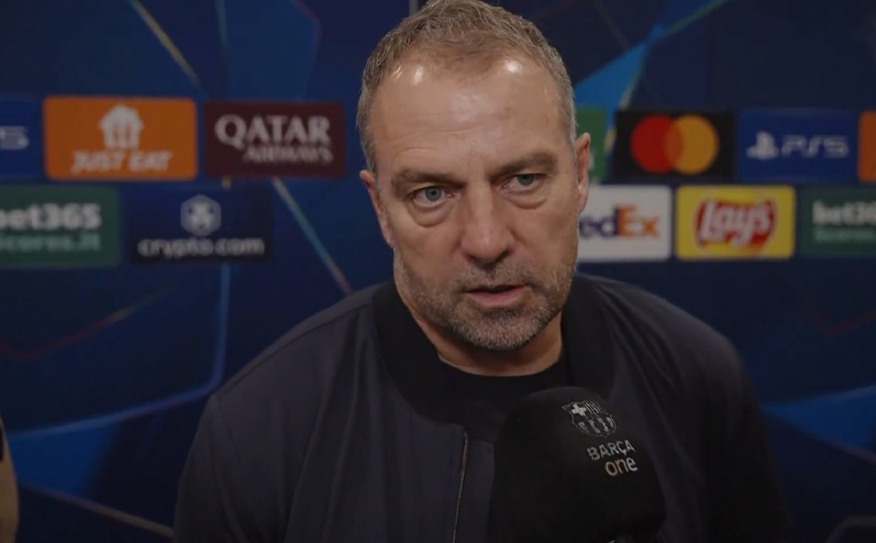 Pelatih barcelona, hansi flick usai laga leg kedua semifinal lawan inter milan