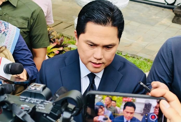 Menteri BUMN Erick Thohir usai dipanggil Presiden Prabowo Subianto