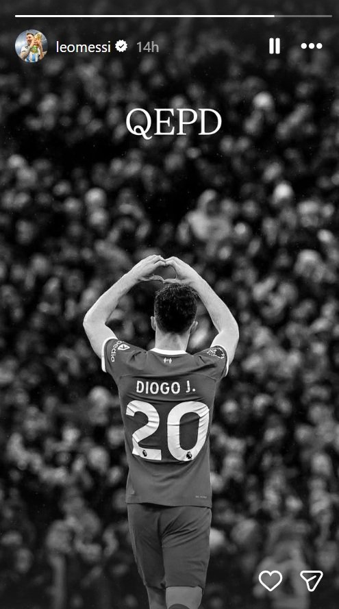 Instastory Lionel Messi atas meninggalnya Diogo Jota