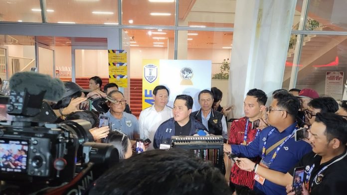 Ketua Umum PSSI Erick Thohir usai laga Indonesia vs Malaysia