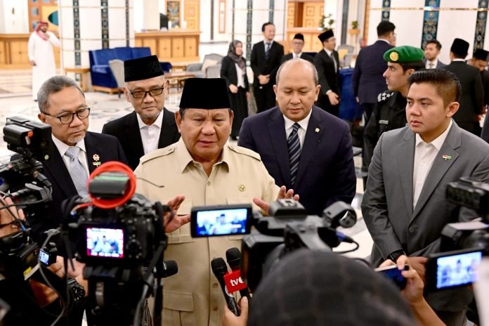 Presiden Prabowo Subianto usai pertemuan bilateral dengan Putra Mahkota sekaligus Perdana Menteri Arab Saudi, Mohammed bin Salman Al Saud