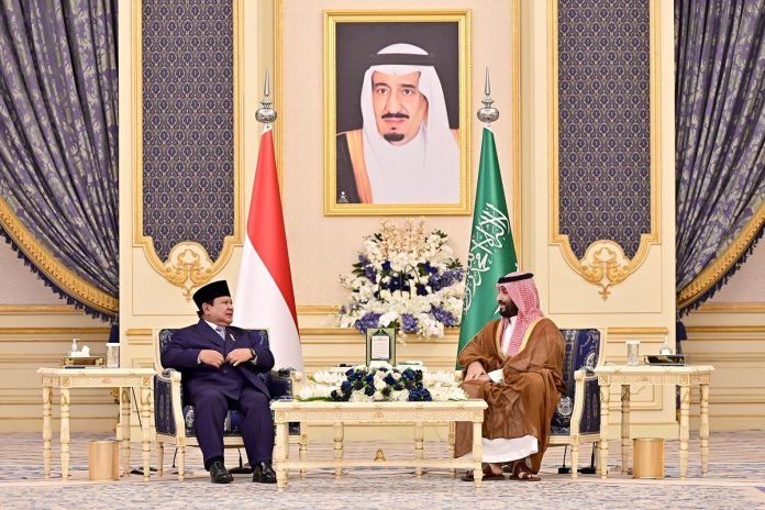 Presiden Prabowo dalam pertemuan bilateral tingkat tinggi dengan Putra Mahkota sekaligus Perdana Menteri Arab Saudi, Mohammed bin Salman Al Saud