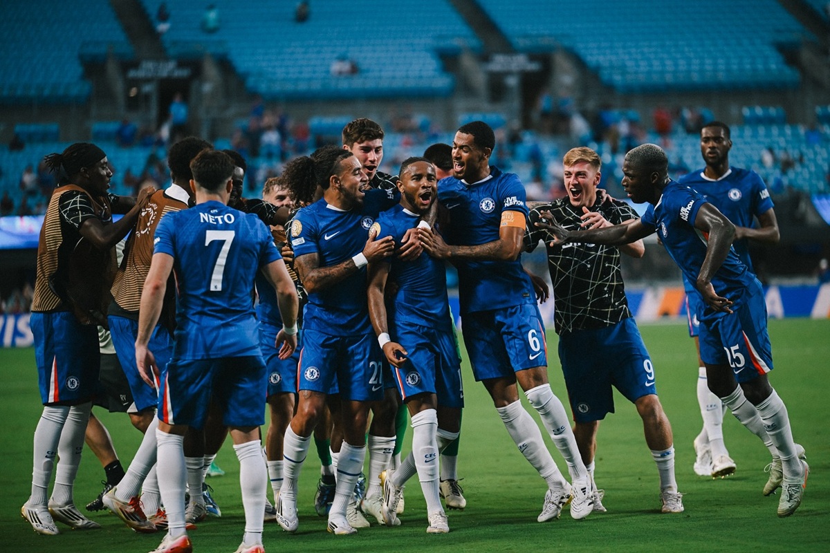 Skuad Chelsea selebrasi gol di PIala Dunia Antarklub 2025