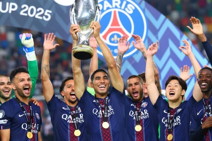 PSG saat perayaan juara Piala Super Eropa