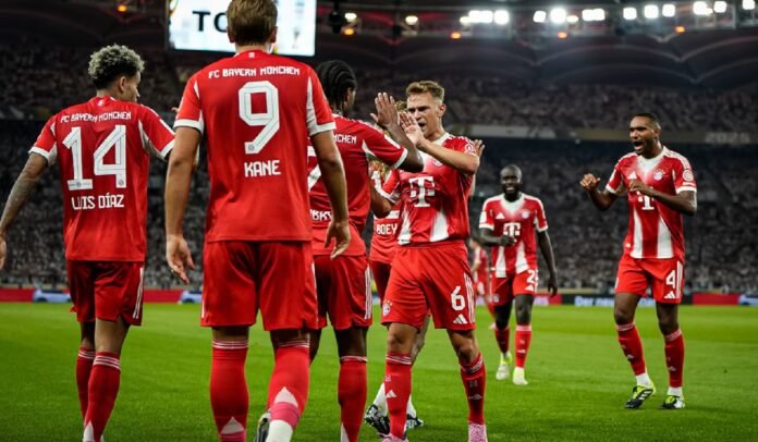 Skuad Bayern Munchen saat selebrasi gol