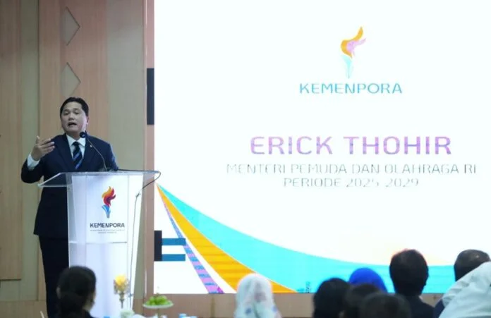 menpora erick thohir saat acara sertijab kemenpora