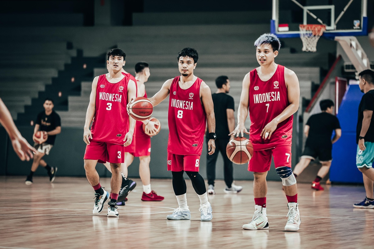 timnas basket indonesia saat melakukan persiapan untuk sea games 2025