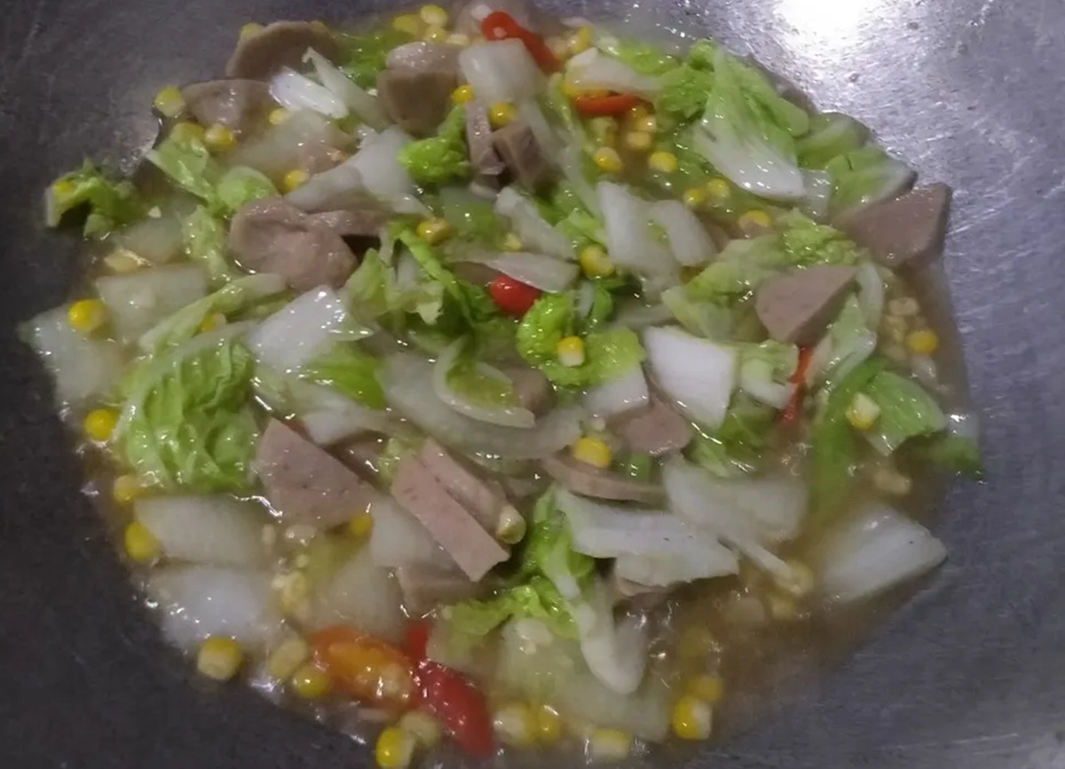 tumis sawi putih bakso