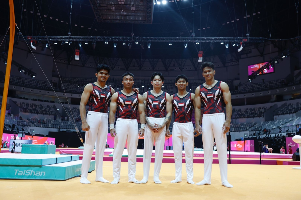 Gymnast Putra Indonesia persiapan menjelang Jakarta Gymnastics 2025