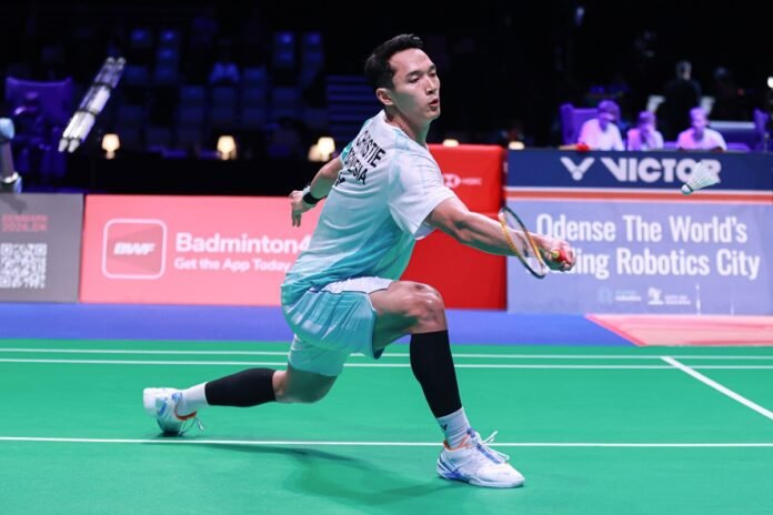 Jonatan Christie tampil di Denmark Open 2025