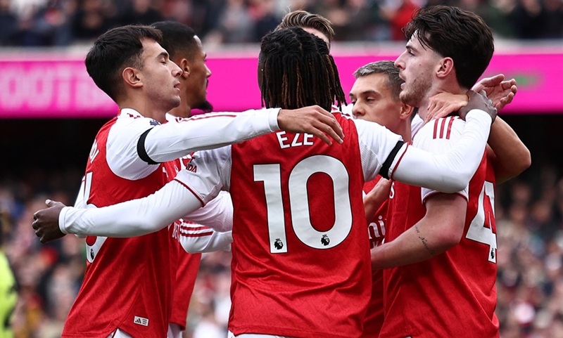 Skuad Arsenal saat selebrasi gol - Holopis