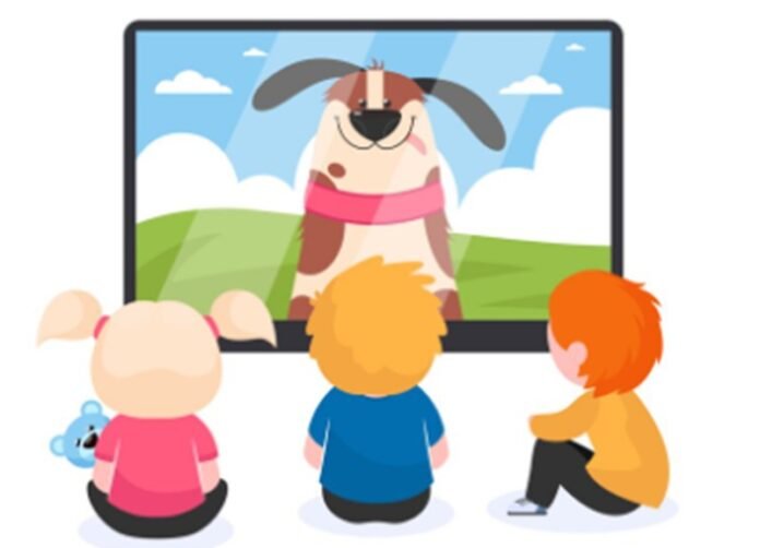 Ilustrasi Anak Kecil Menonton TV Holopis