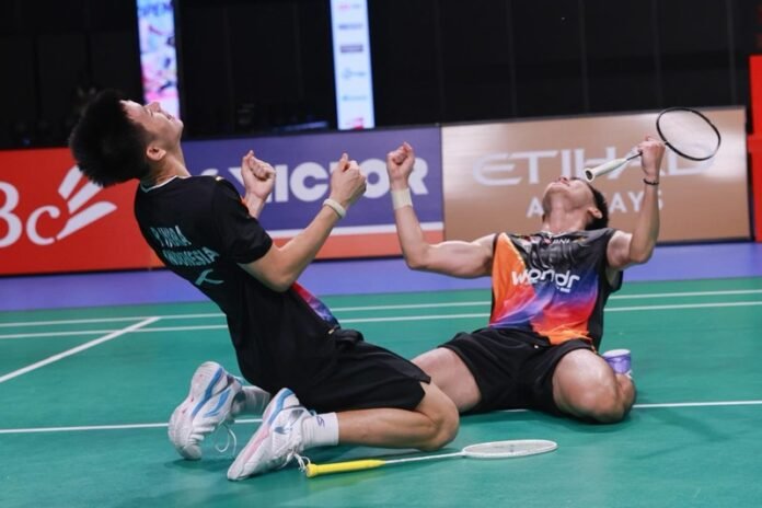 Raymond-Nikolaus saat menang di final Australia Open 2025 kontra Fajar-Fikri - Holopis