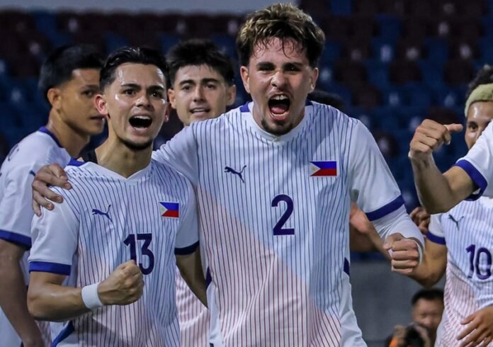 Skuad Timnas Filipina saat menang lawan Myanmar di laga pembuka sepakbola putra SEA Games 2025 - Holopis