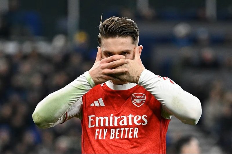Viktor Gyokeres selebrasi gol di laga Everton vs Arsenal - Holopis