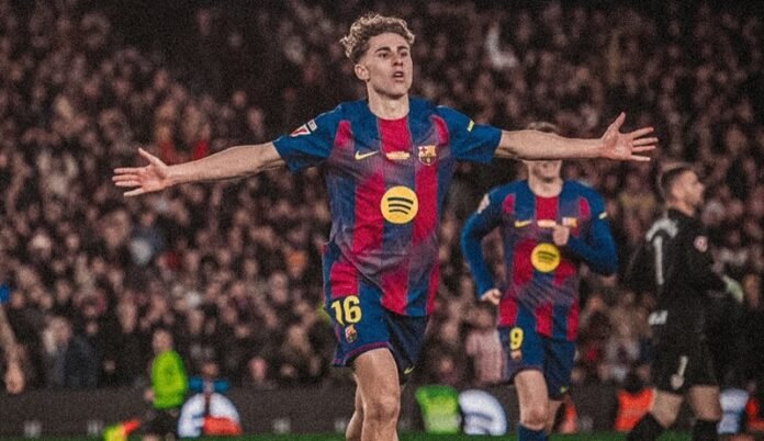 Fermin Lopez saat selebrasi gol bersama Barcelona - Holopis
