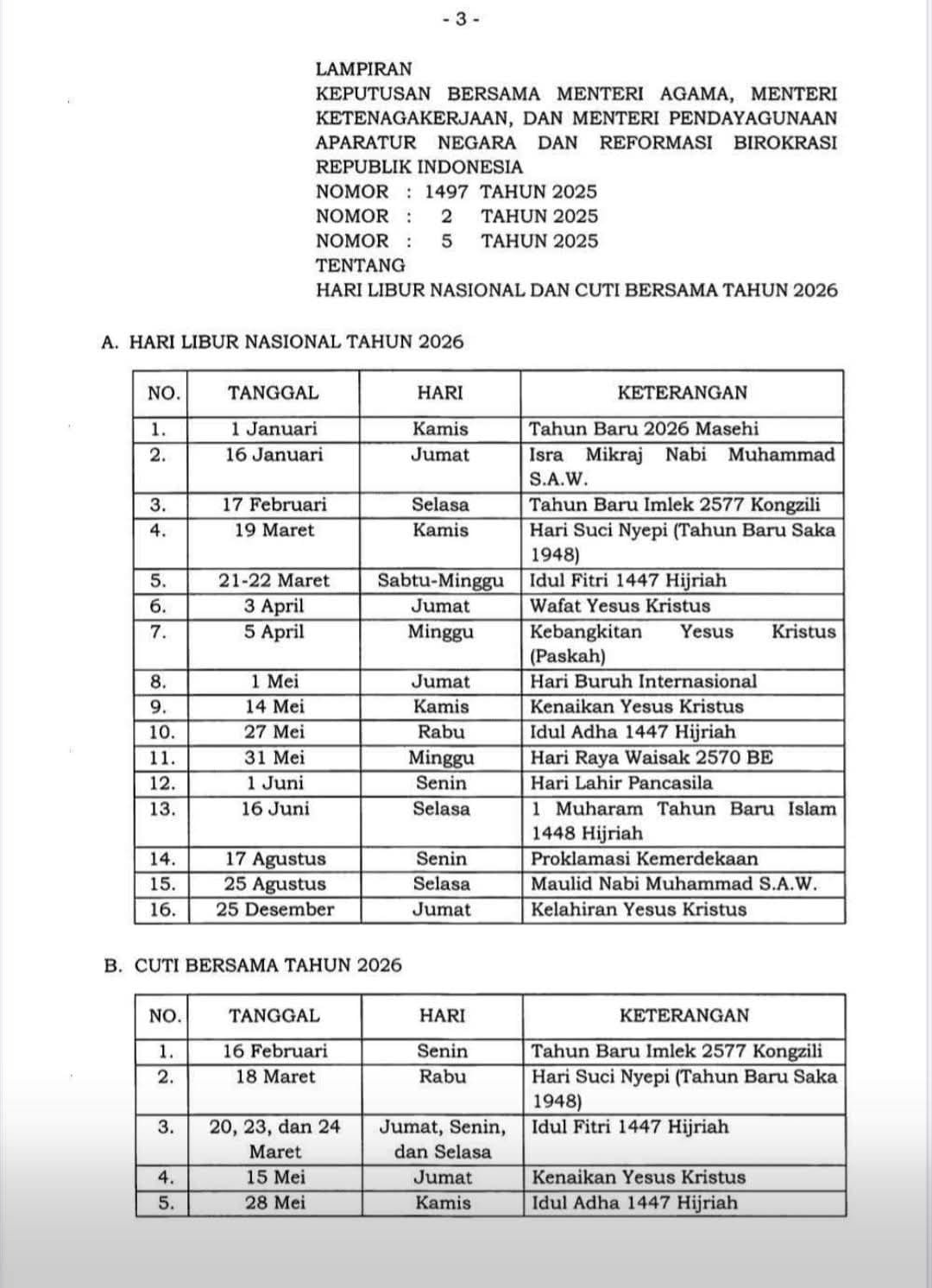 Libur Nasional dan Cuti Bersama Tahun 2026 - Holopis
