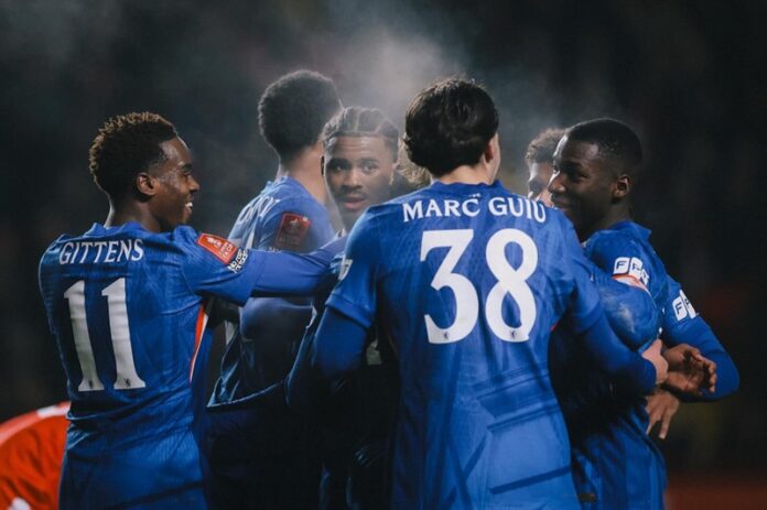Skuad Chelsea selebrasi gol lawan Charlton di Piala FA - Holopis Skuad Chelsea selebrasi gol lawan Charlton di Piala FA - Holopis