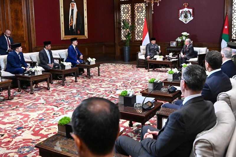 Pertemuan bilateral Presiden Prabowo Subianto dan Raja Abdullah II ibn Al Hussein di Istana Basman - Holopis