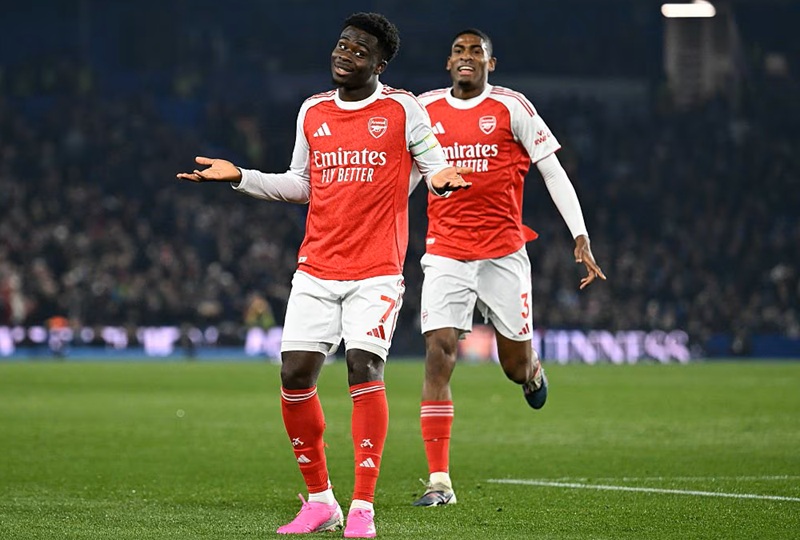 Bukayo Saka Saat Selebrasi Gol Di Laga Brighton Vs Arsenal Holopis