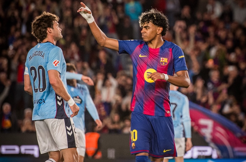 Lamine Yamal Saat Selebrasi Gol Di Laga Barcelona Vs Celta Vigo Pada Lanjutan Liga Spanyol Holopis