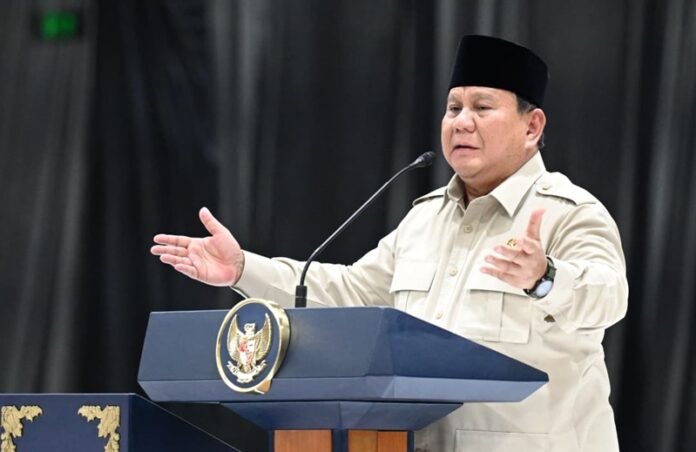 Presiden Prabowo Subianto Saat Memberikan Kata Sambutan Dalam Acara Peresmian Pabrik Kendaraan Listrik Pt Vktr Sakti Industries Holopis 2
