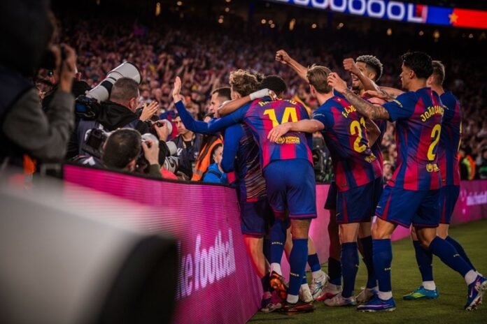 Skuad Barcelona Selebrasi Gol Ke Gawang Espanyol Di Lanjutan Liga Spanyol Holopis