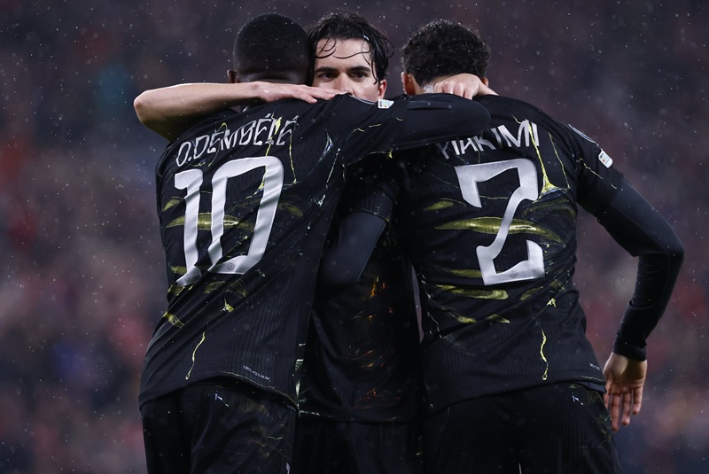 Skuad Psg Selebrasi Gol Lawan Liverpool Pada Leg Kedua Perempat Final Liga Champions Holopis