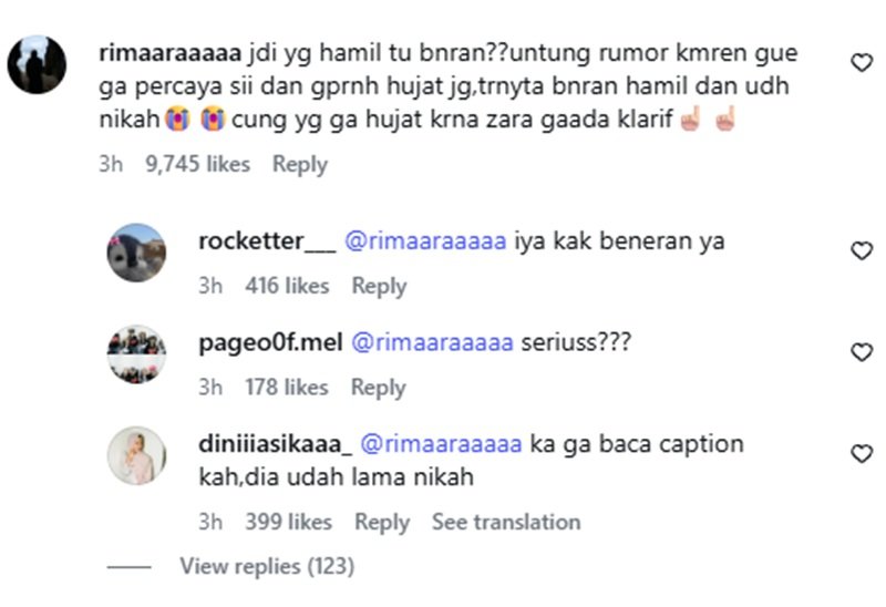 Komentar Akun Adhisty Zara