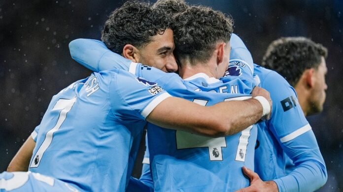 Skuad Manchester City Selebrasi Gol Lawan Crystal Palace Pada Lanjutan Liga Inggris Holopis