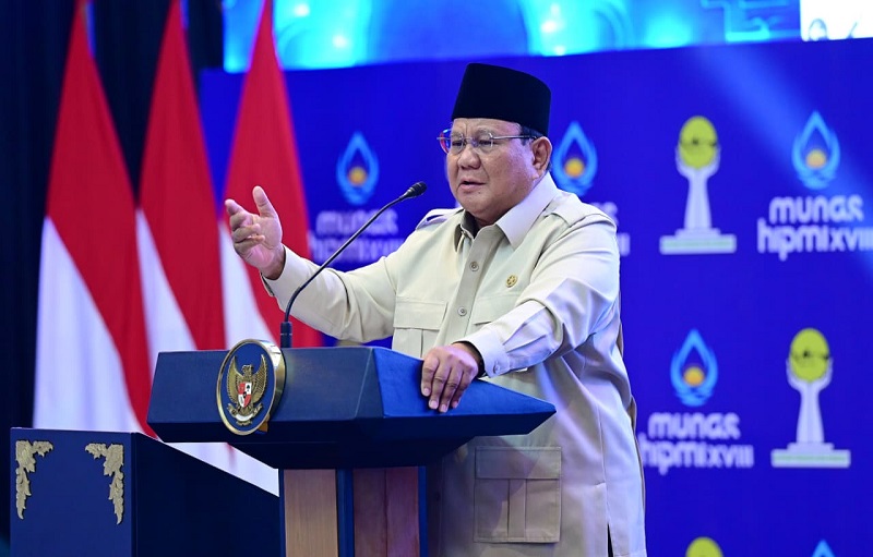 Presiden Prabowo Subianto Ketika Memberikan Kata Sambutan Di Munas Xviii Hipmi Holopis